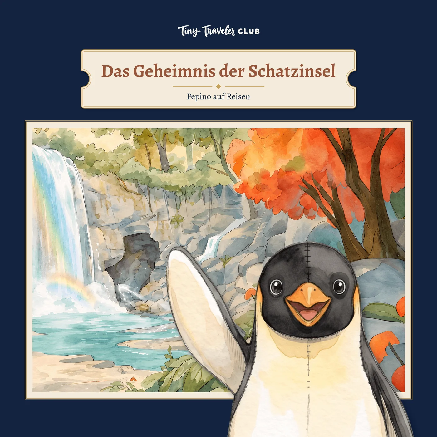 Umschlag des persönlichen Kinderbuchs „Das Geheimnis der Schatzinsel“ mit Pepino als Held